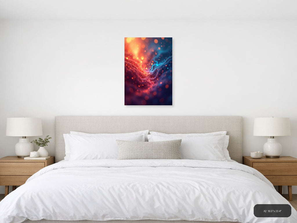 Abstract Glowing Energy Wave Red Blue Wall Art — A2 / Bedroom