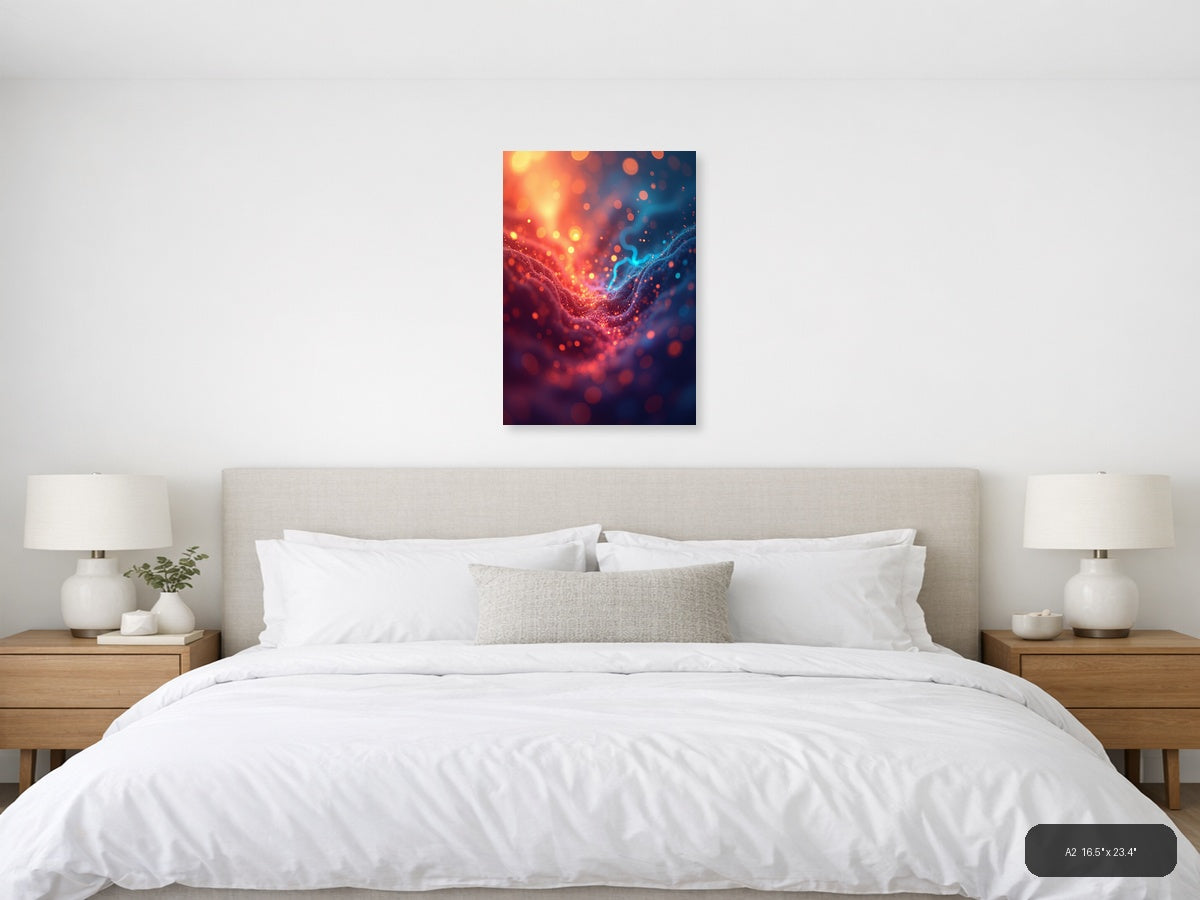 Abstract Glowing Energy Wave Red Blue Wall Art — A2 / Bedroom