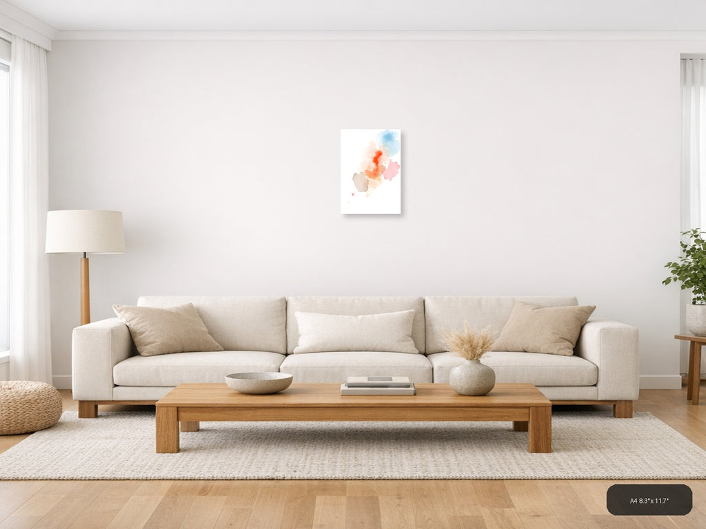 Abstract Watercolor Map Landscape Wall Art — A4 / Living Room