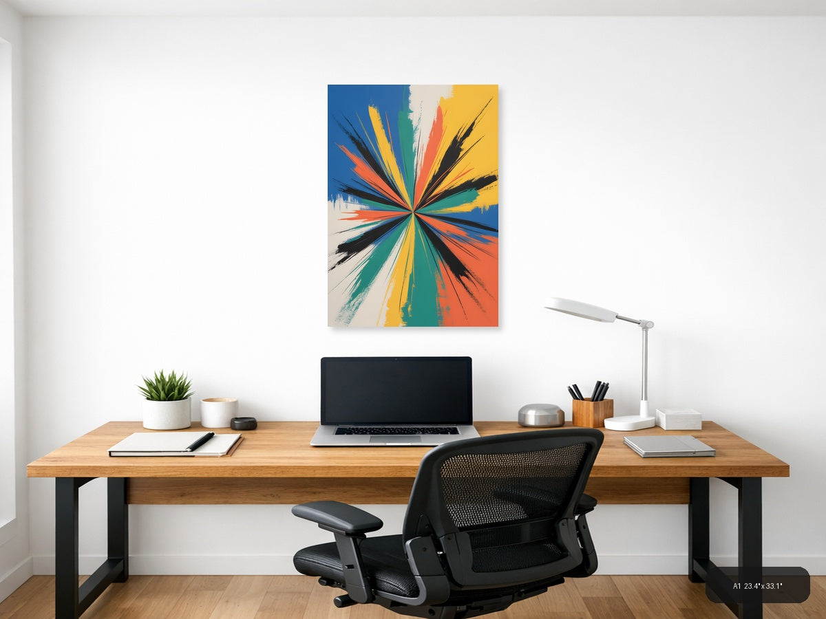 Colorful Radial Burst Abstract Modern Wall Art — A1 / Office