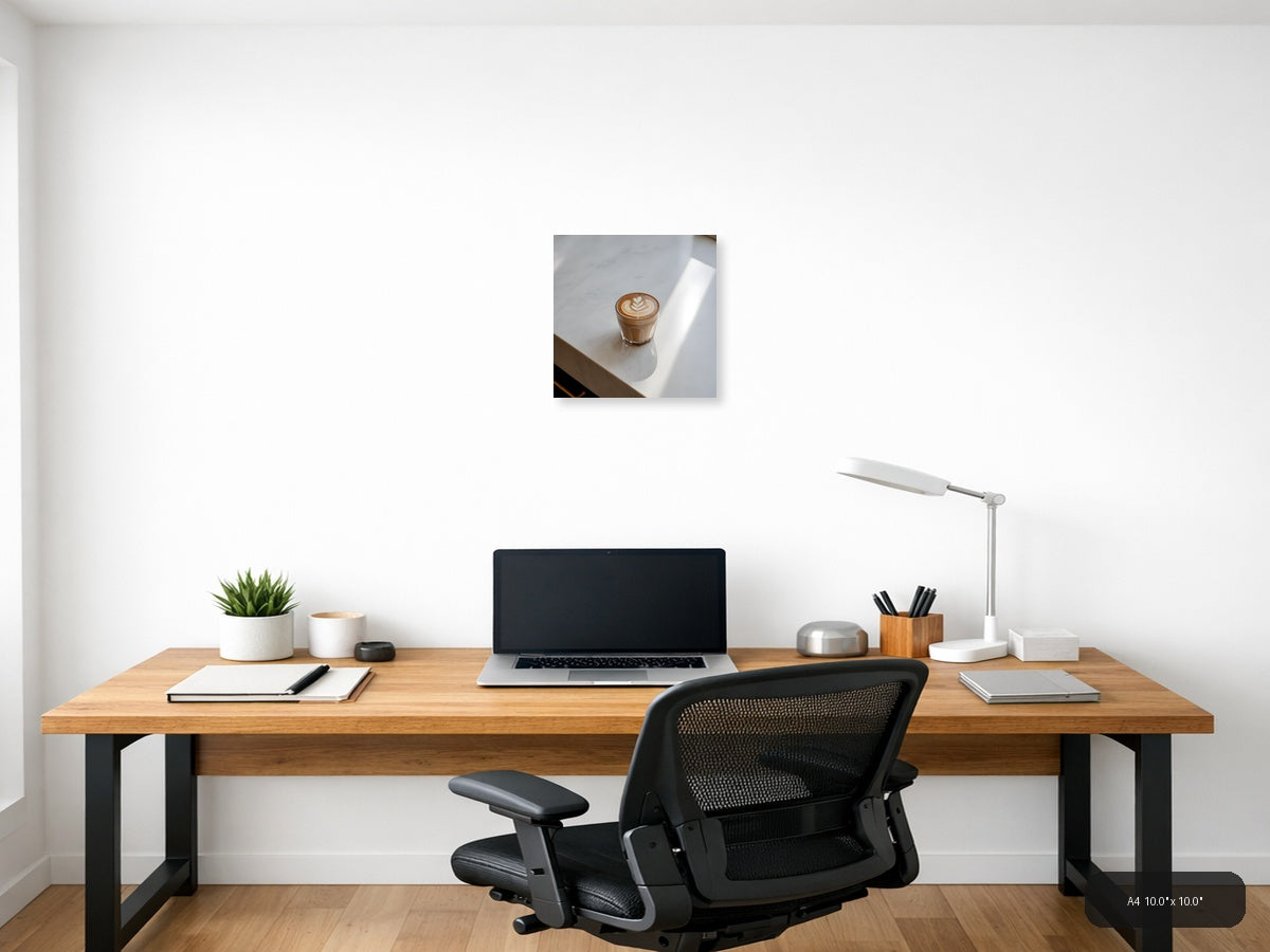 Minimalist Coffee Cup Latte Art Wall Art — A4 / Office