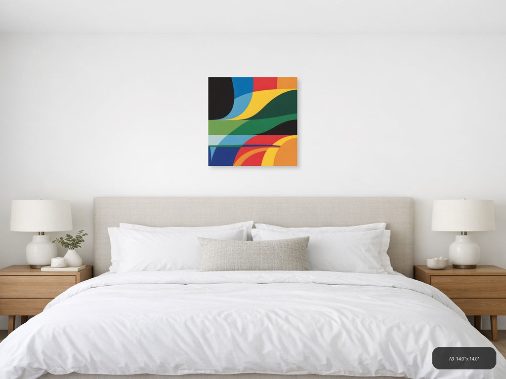Colorful Abstract Waves Photography Wall Art — A3 / Bedroom