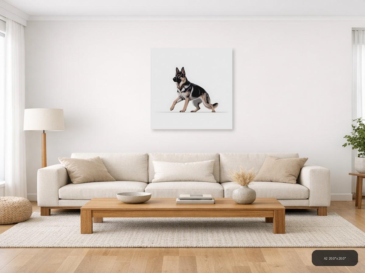 German Shepherd Minimalist Portrait Wall Art — A2 / Living Room