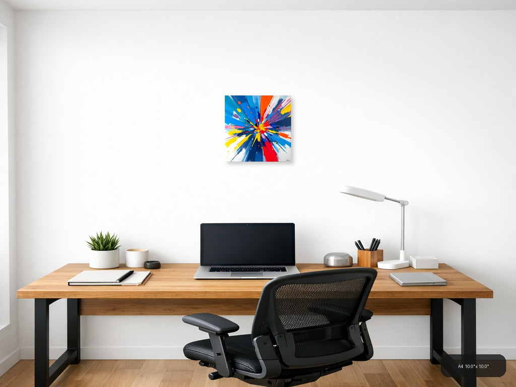Colorful Radiant Burst Abstract Explosion Wall Art — A4 / Office