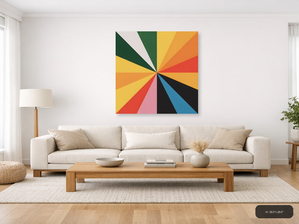 Colorful Sunburst Ray Pattern Photography Wall Art — A1 / Living Room