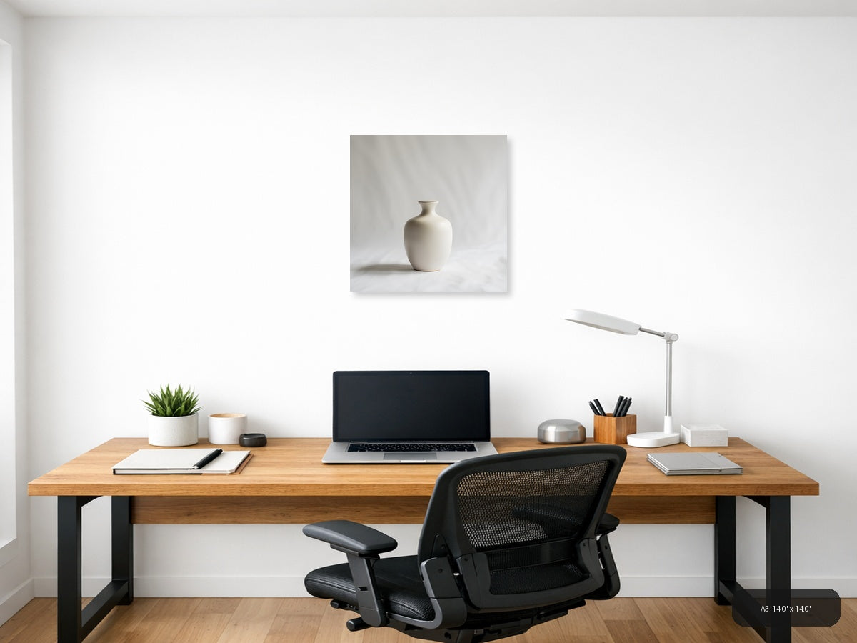 Minimalist White Ceramic Vase Sculpture Wall Art — A3 / Office
