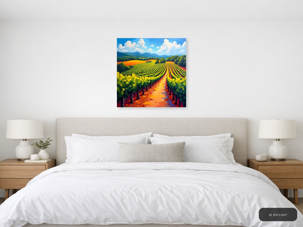 Vibrant Vineyard Landscape Abstract Wall Art — A2 / Bedroom