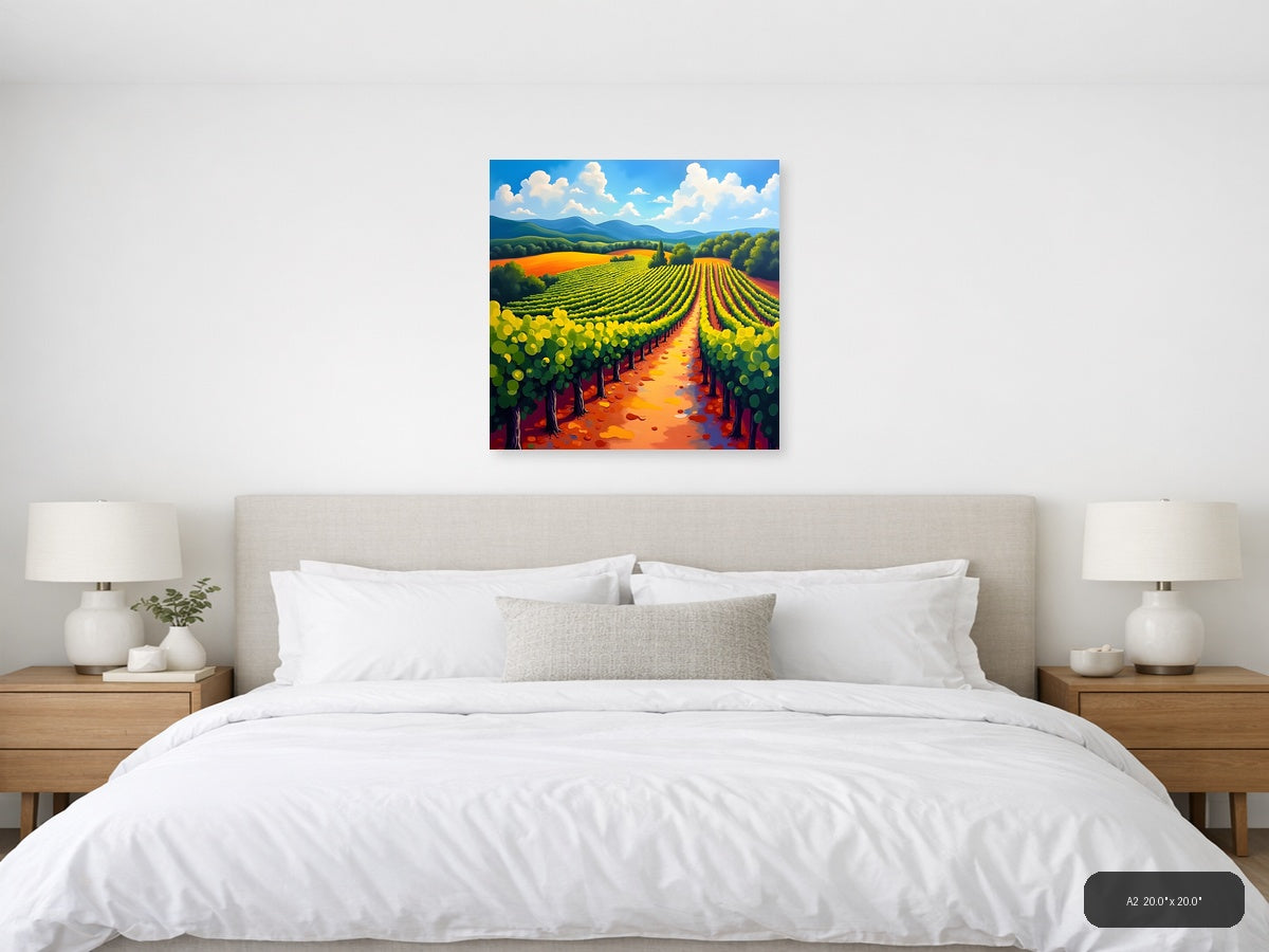 Vibrant Vineyard Landscape Abstract Wall Art — A2 / Bedroom