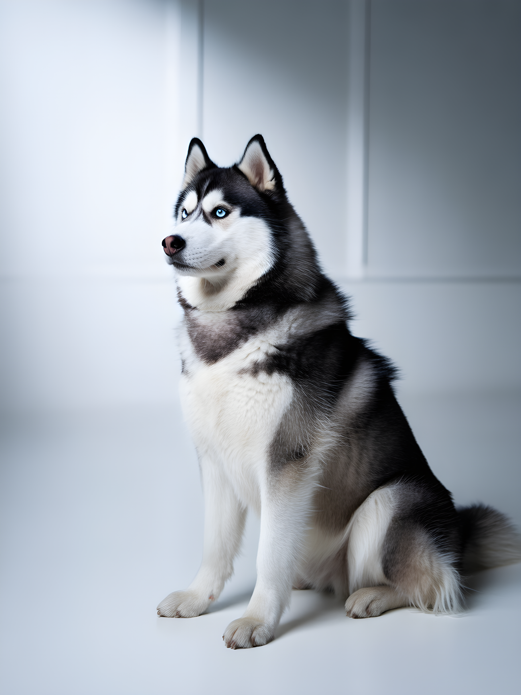 Black and White Husky Portrait Minimalist Wall Art