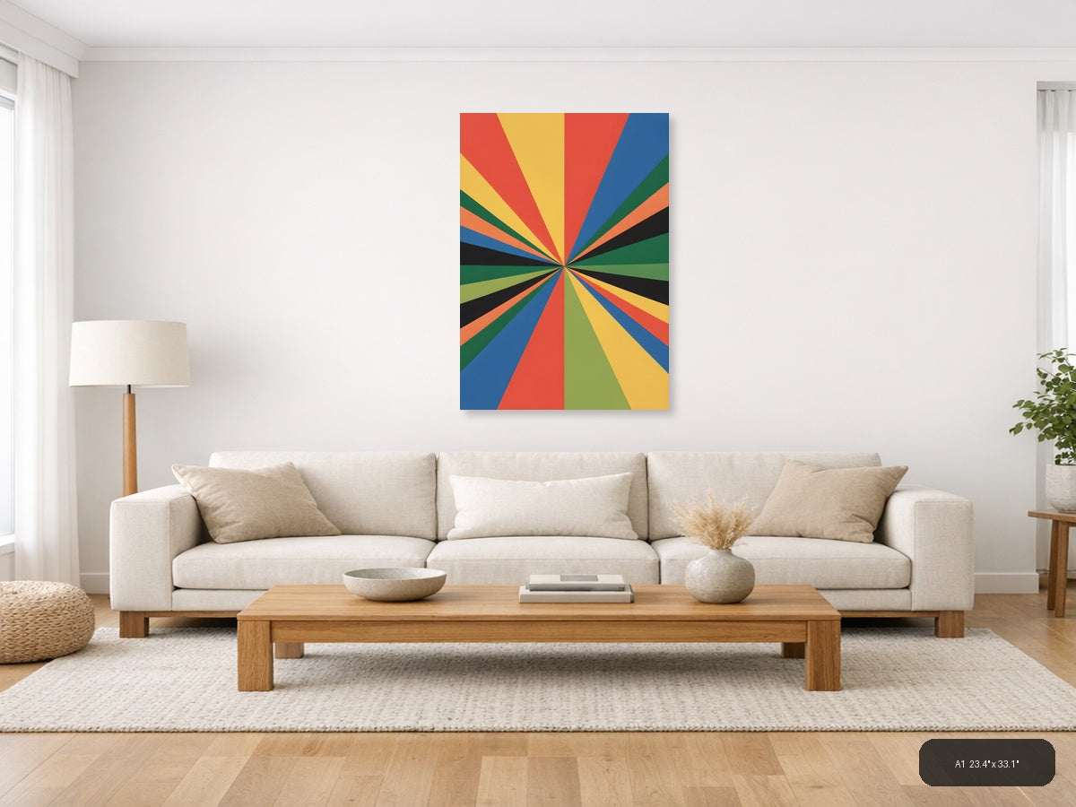 Colorful Radial Sunburst Rays Abstract Photography Wall Art — A1 / Living Room