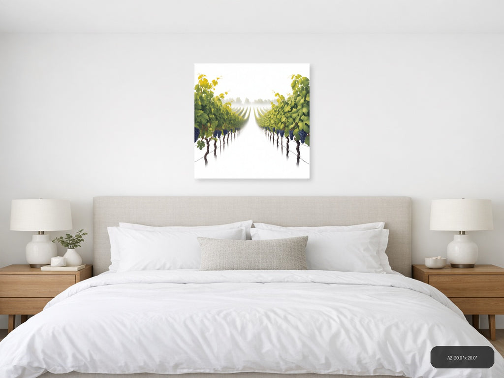 Minimalist Vineyard Path Misty Morning Wall Art — A2 / Bedroom