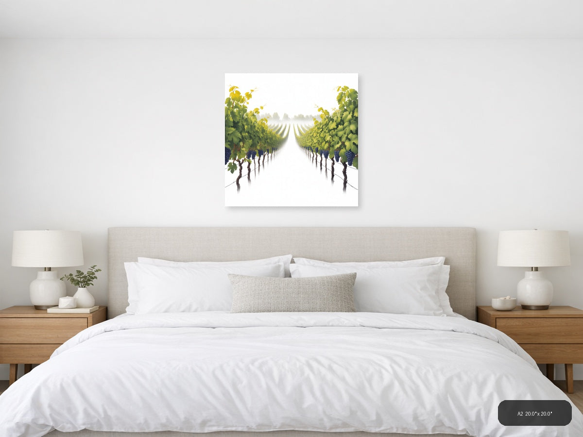 Minimalist Vineyard Path Misty Morning Wall Art — A2 / Bedroom