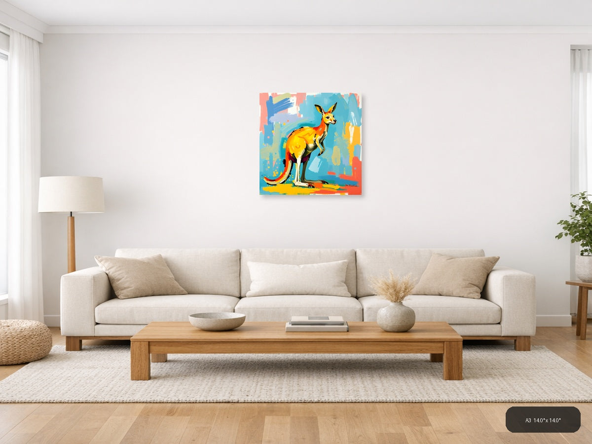 Colorful Abstract Kangaroo Pop Art Wall Art — A3 / Living Room