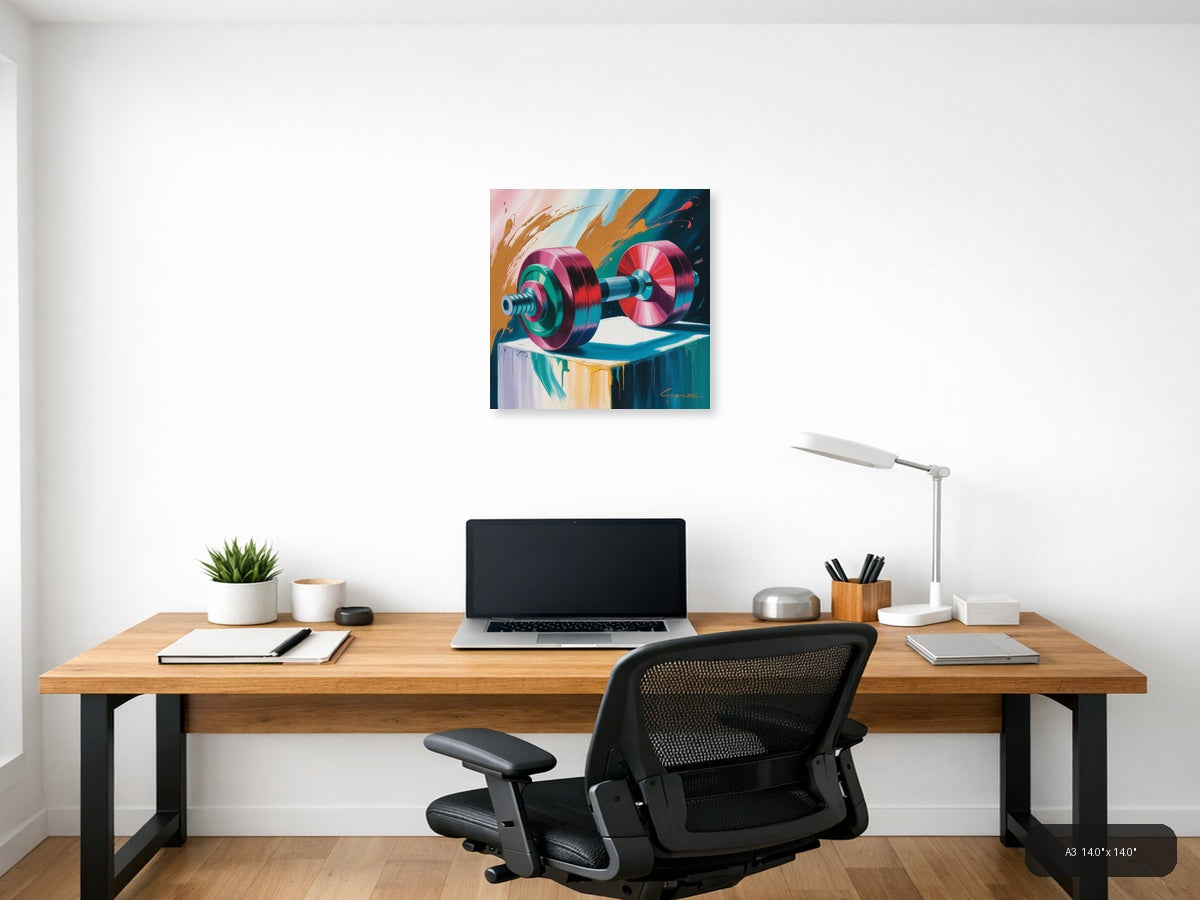 Dumbbell — Abstract (Square) Canvas Print | Abstract Wall Art | A4 A3 A2 A1 — A3 / Office