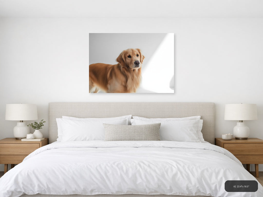 Golden Retriever Portrait Minimalist Wall Art — A2 / Bedroom