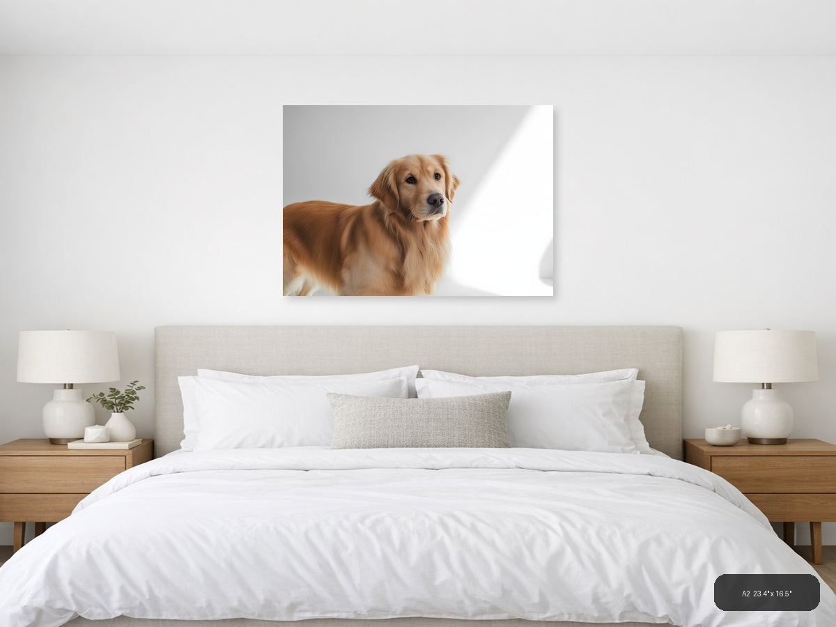 Golden Retriever Portrait Minimalist Wall Art — A2 / Bedroom