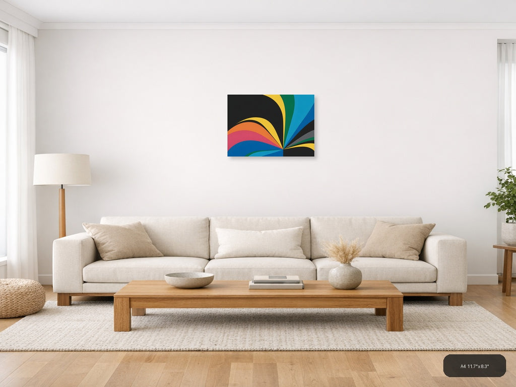 Colorful Rainbow Wave Abstract Photography Wall Art — A4 / Living Room