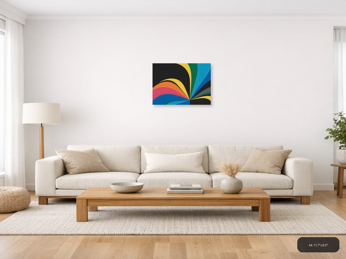 Colorful Rainbow Wave Abstract Photography Wall Art — A4 / Living Room