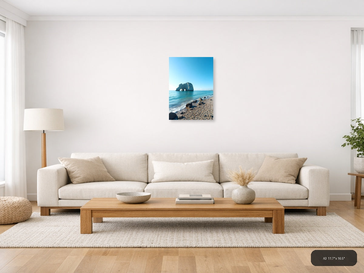 Minimalist Coastal Rock Arch Ocean Wall Art — A3 / Living Room