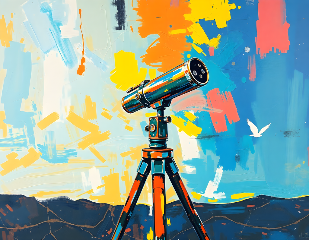 Colorful Telescope Abstract Art Print Wall Art