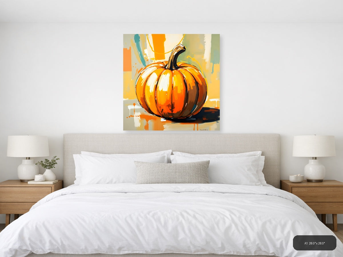 Abstract Orange Pumpkin Modern Painting Wall Art — A1 / Bedroom