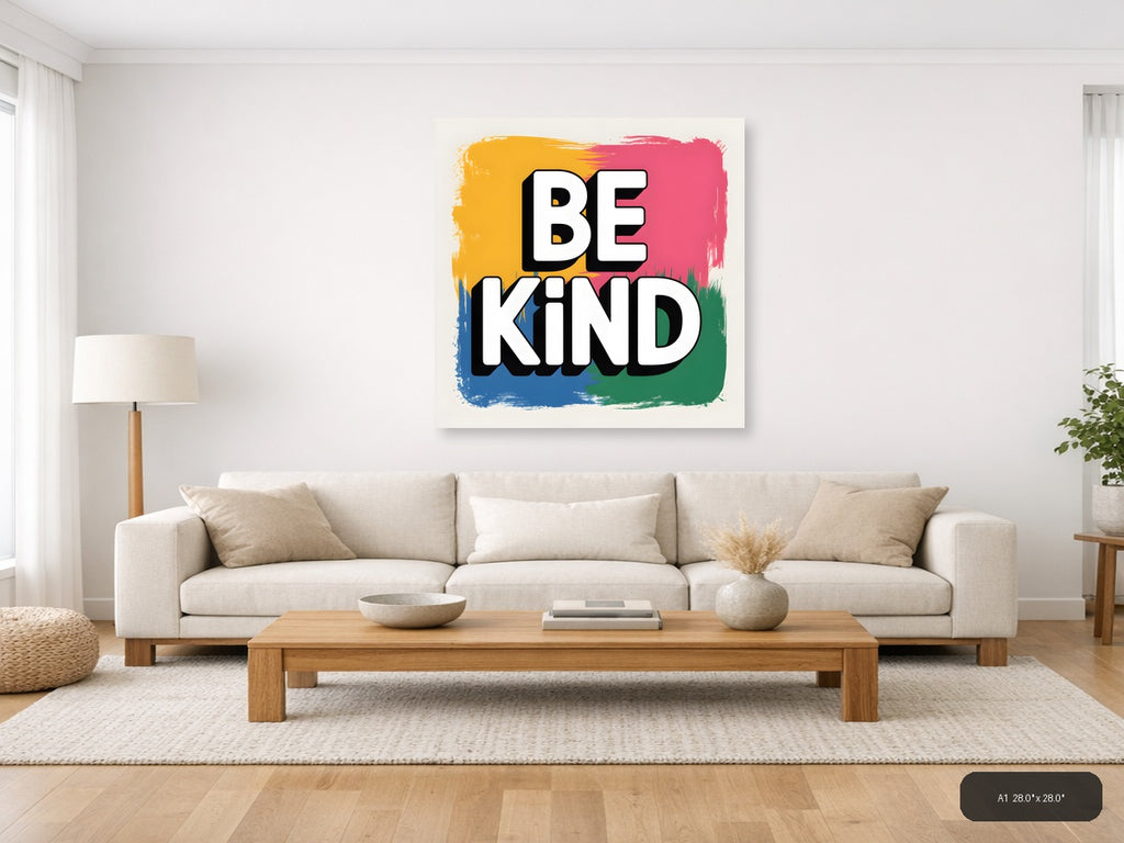 Be Kind Abstract Colorful Square Wall Art — A1 / Living Room