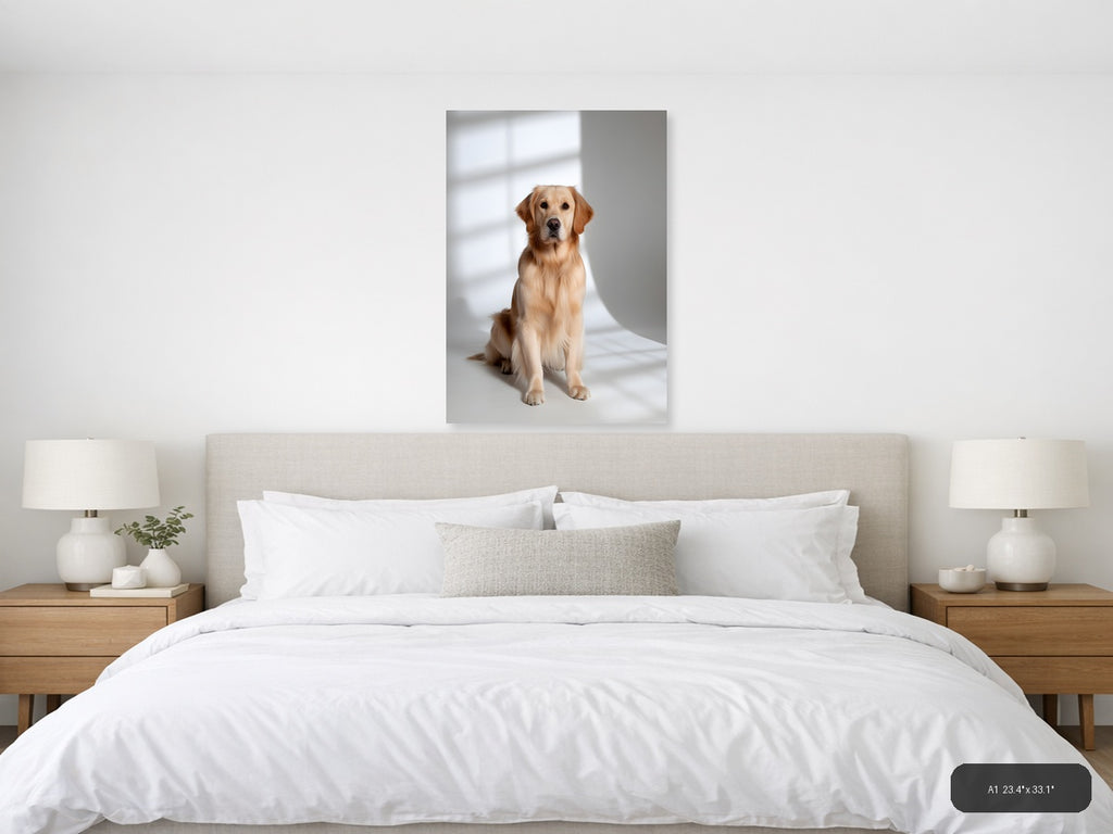 Golden Labrador Portrait Minimalist Wall Art — A1 / Bedroom