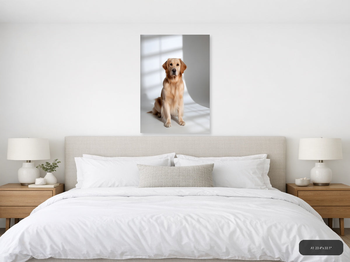 Golden Labrador Portrait Minimalist Wall Art — A1 / Bedroom