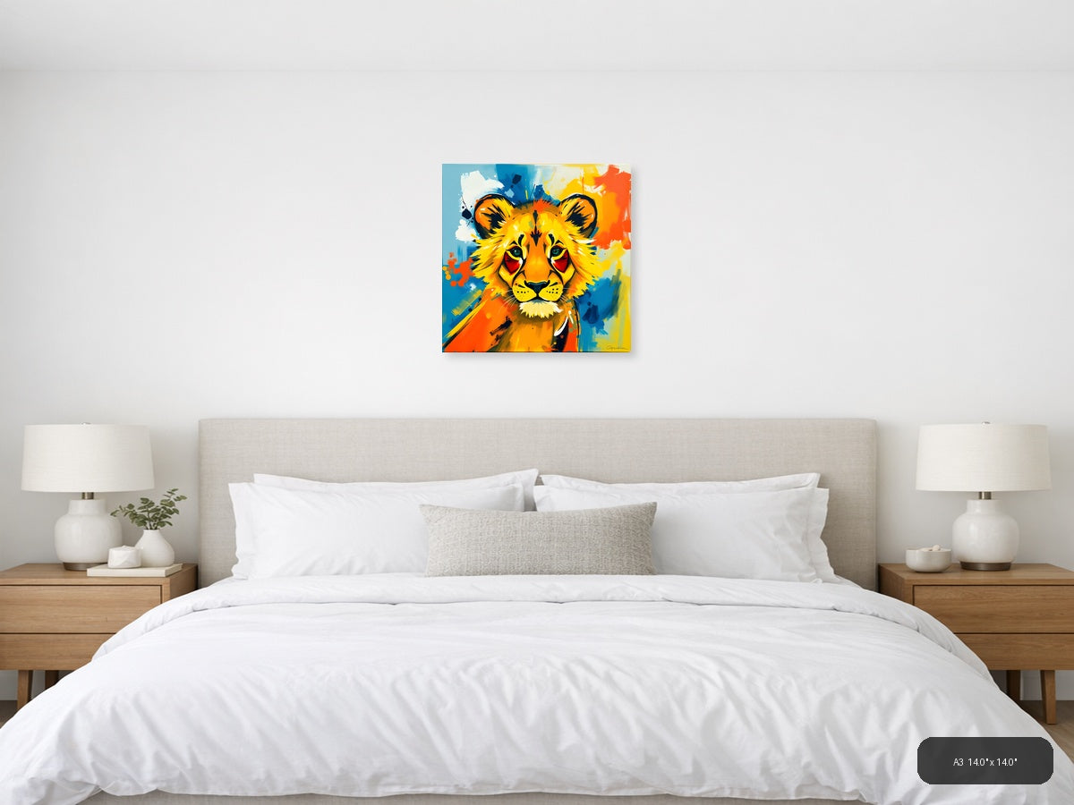 Colorful Abstract Lion Head Pop Art Wall Art — A3 / Bedroom
