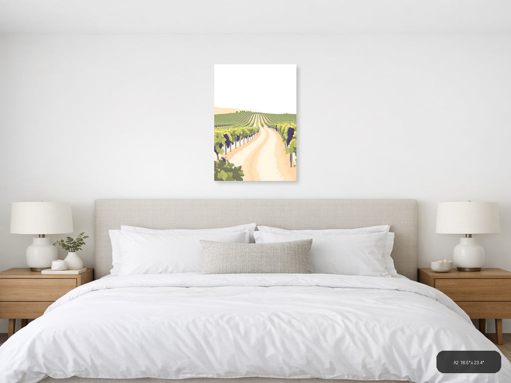 Minimalist Vineyard Road Landscape Wall Art — A2 / Bedroom