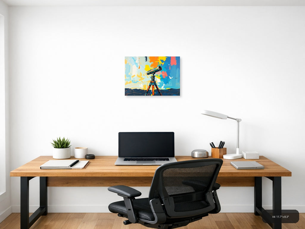 Colorful Telescope Abstract Art Print Wall Art — A4 / Office