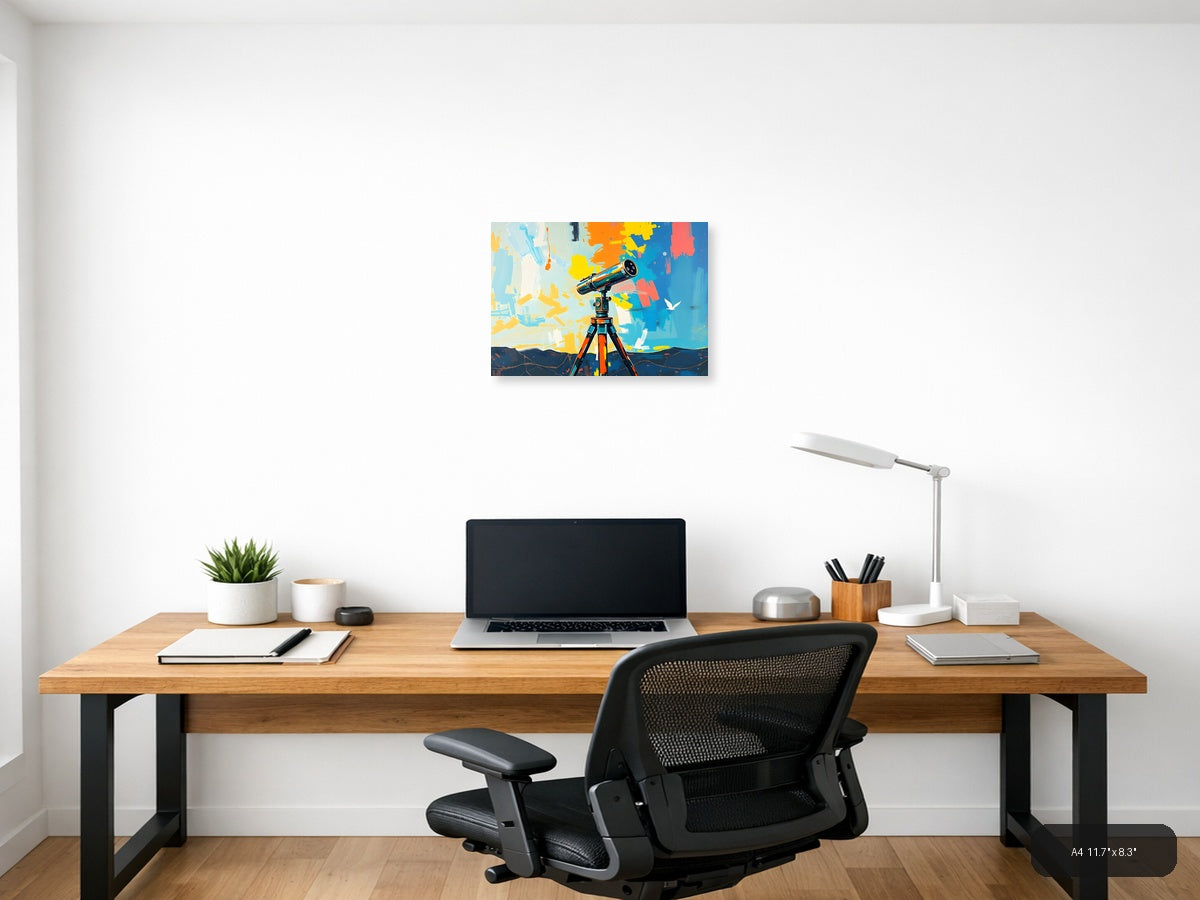 Colorful Telescope Abstract Art Print Wall Art — A4 / Office