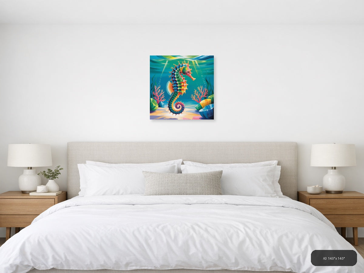 Seahorse — Abstract (Square) Canvas Print | Abstract Wall Art | A4 A3 A2 A1 — A3 / Bedroom