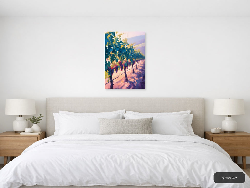 Vineyard Sunset Abstract Landscape Wall Art — A2 / Bedroom
