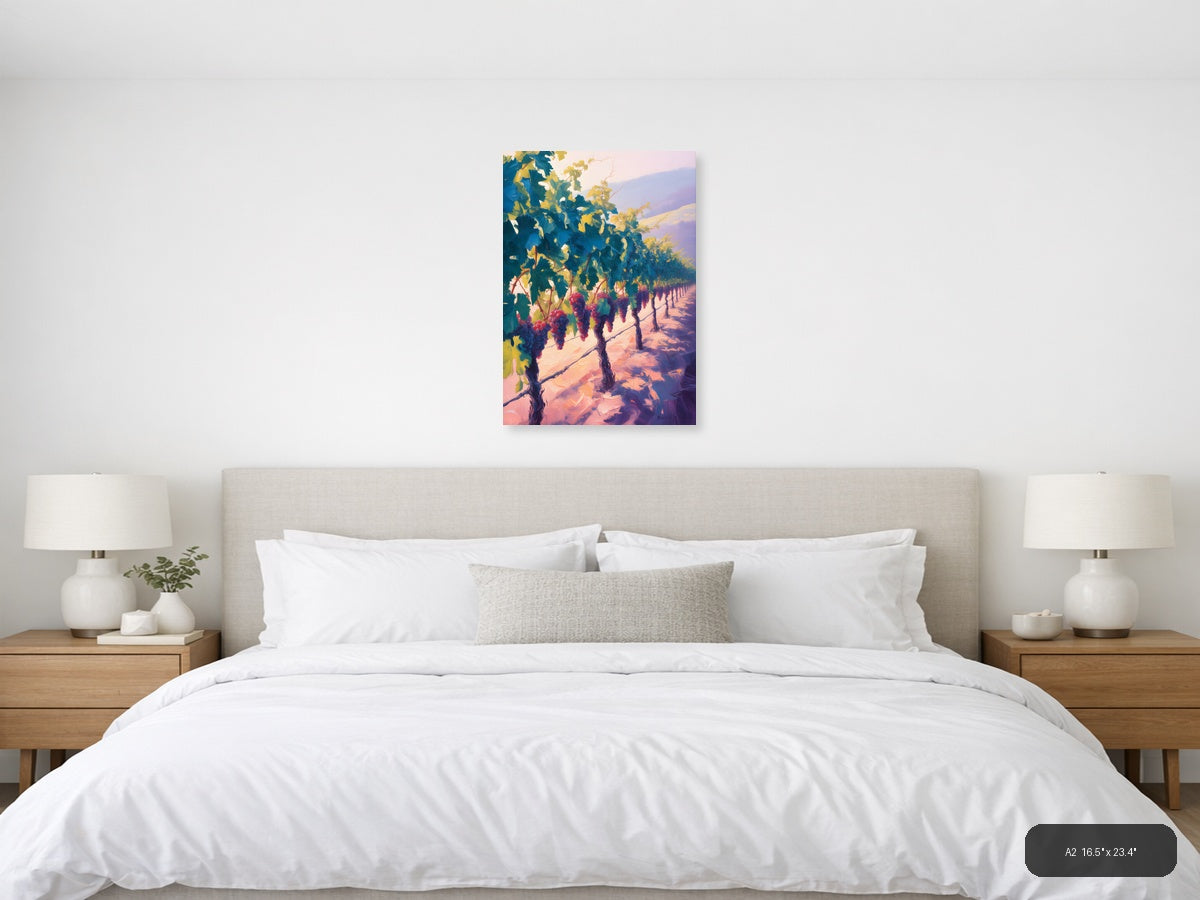 Vineyard Sunset Abstract Landscape Wall Art — A2 / Bedroom