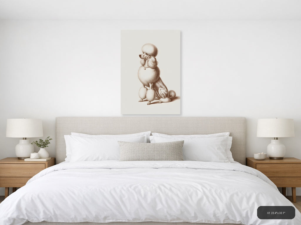 Classic Poodle Portrait Minimalist Wall Art — A1 / Bedroom