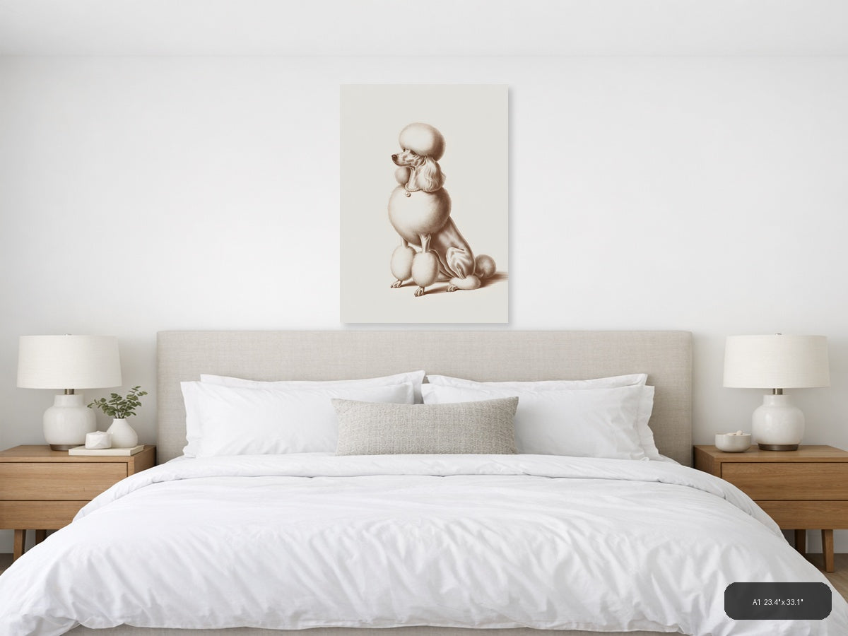 Classic Poodle Portrait Minimalist Wall Art — A1 / Bedroom