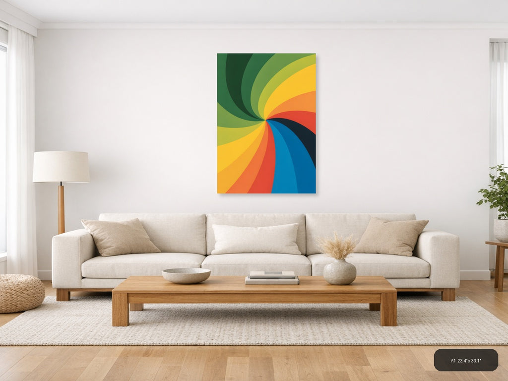 Colorful Spiral Rainbow Swirl Abstract Photography Wall Art — A1 / Living Room