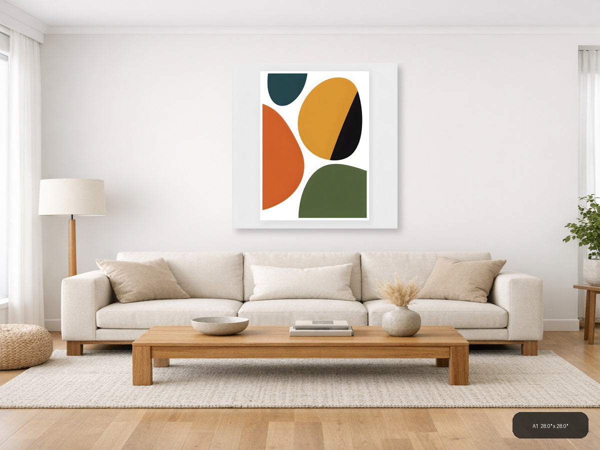 Minimalist Abstract Organic Shapes Multicolour Wall Art — A1 / Living Room