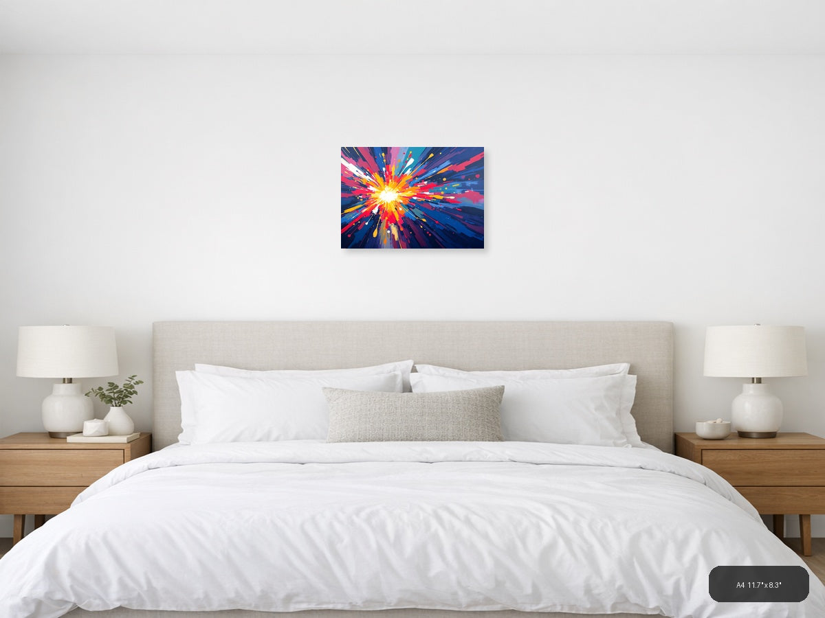Vibrant Radiant Burst Abstract Explosion Wall Art — A4 / Bedroom