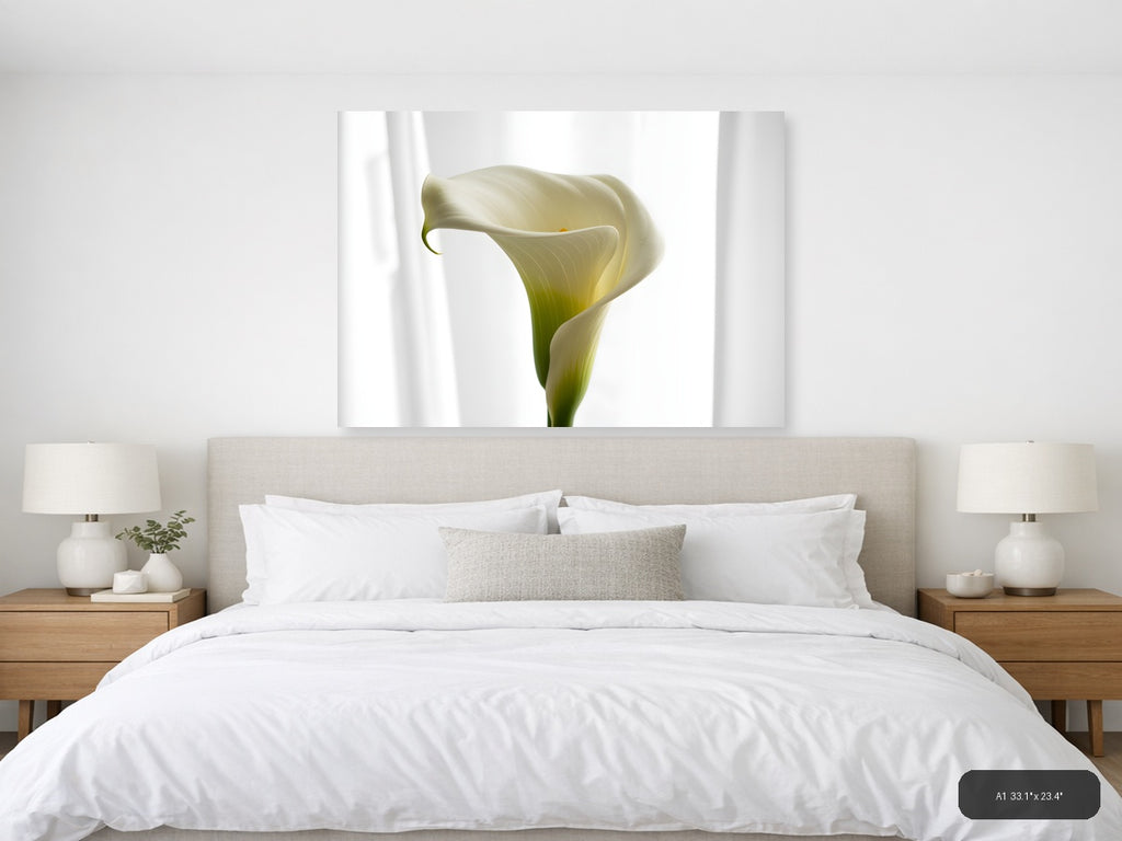 White Calla Lily Minimalist Botanical Wall Art — A1 / Bedroom