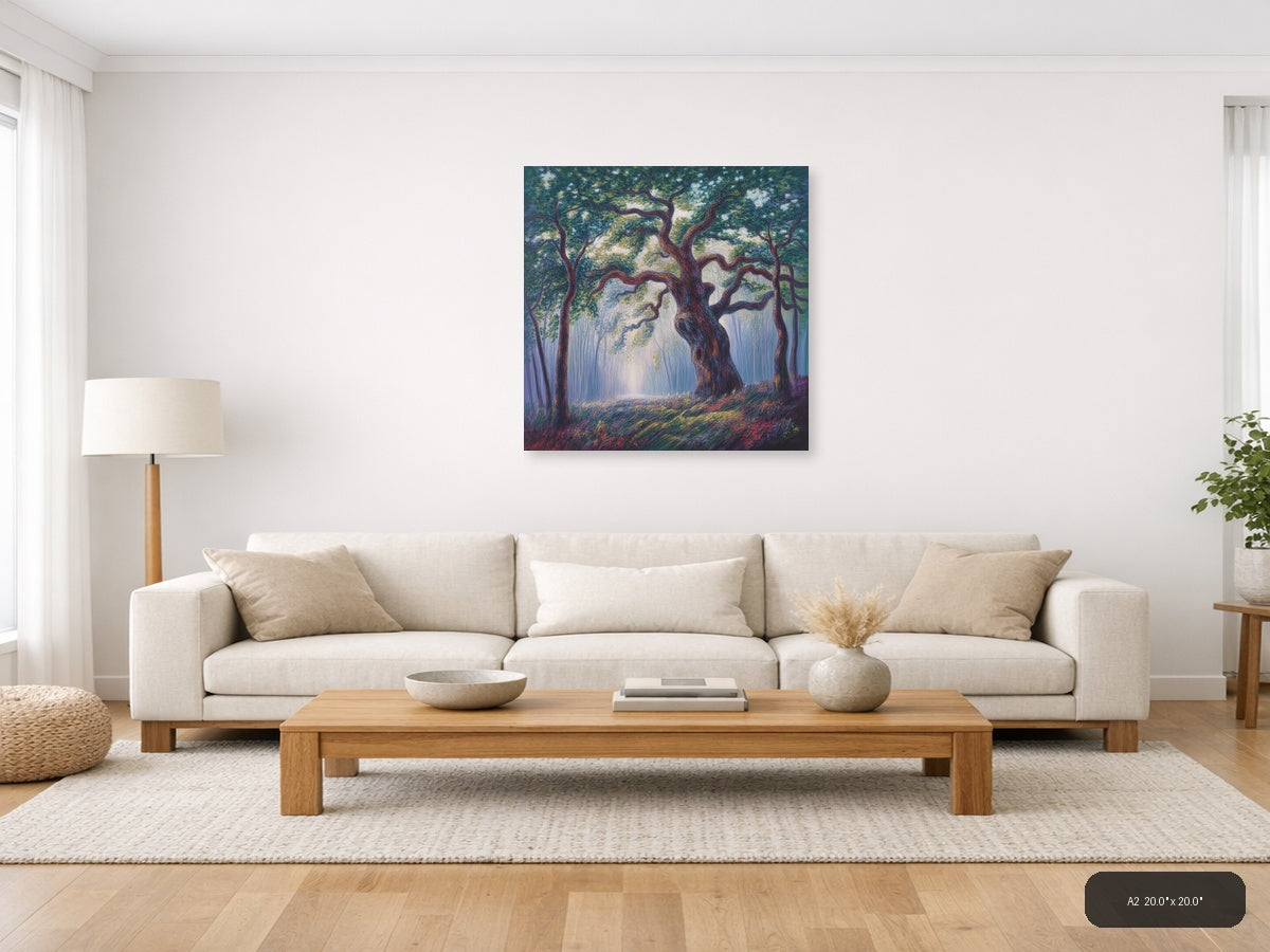 Ancient Forest Tree Landscape Abstract Wall Art — A2 / Living Room