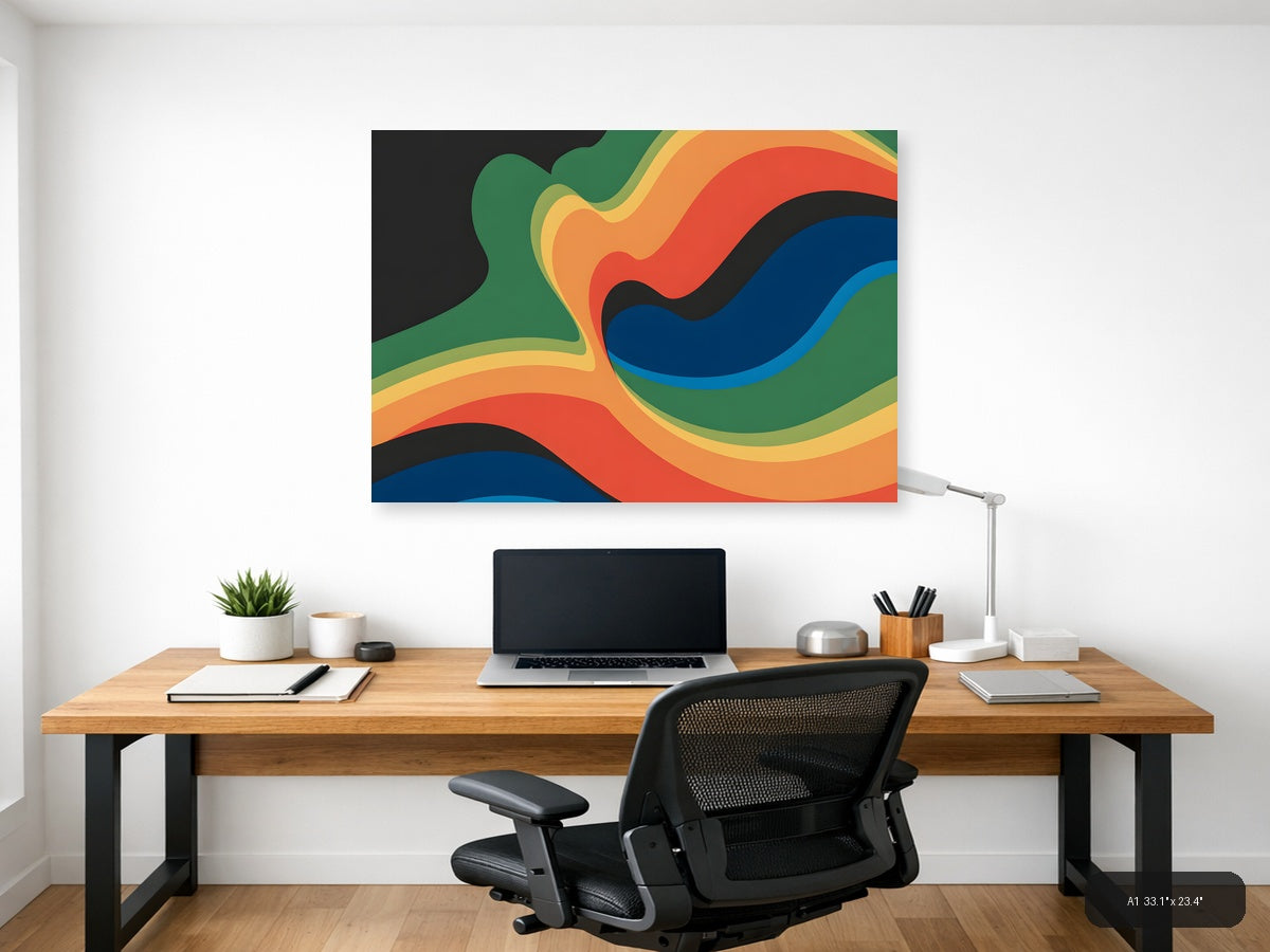 Colorful Abstract Wave Photography Wall Art — A1 / Office