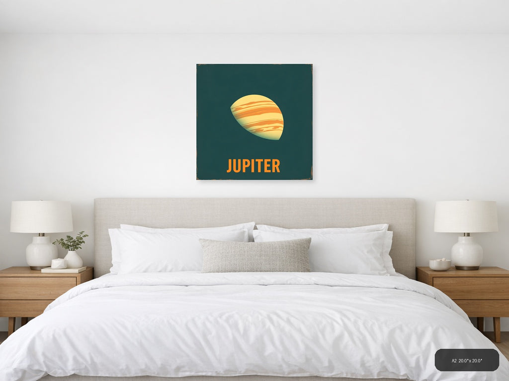 Jupiter Planet Vintage Retro Space Wall Art — A2 / Bedroom