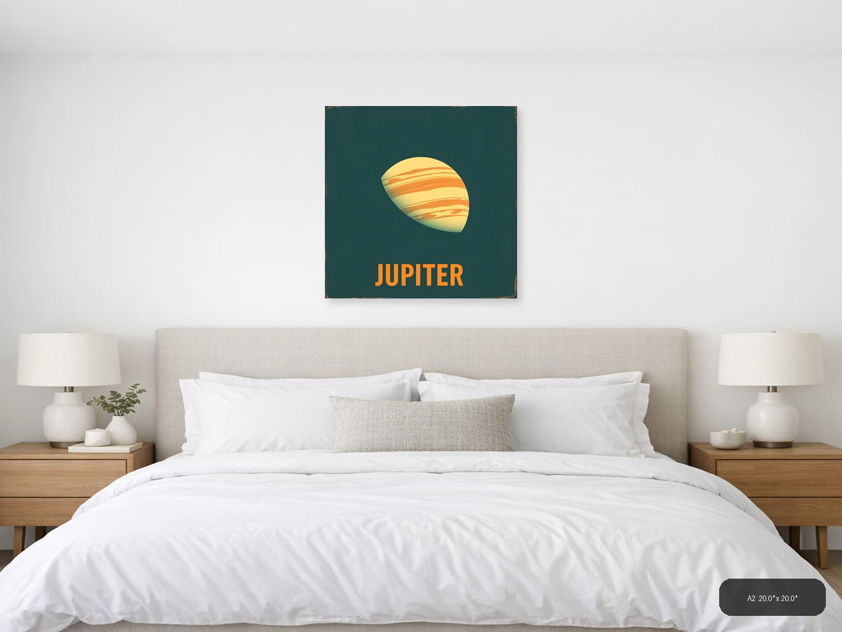 Jupiter Planet Vintage Retro Space Wall Art — A2 / Bedroom