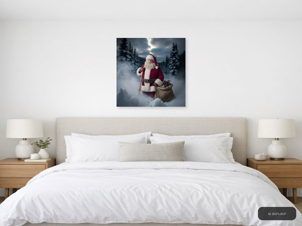 Santa Claus Winter Forest Snow Photography Wall Art — A2 / Bedroom
