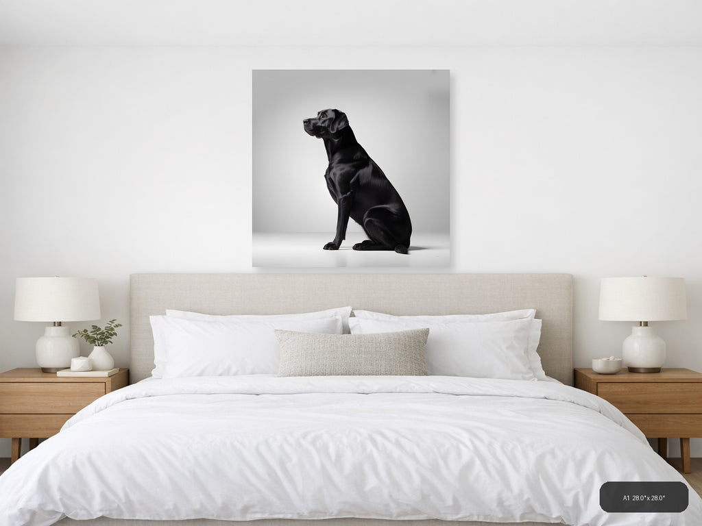 Black Labrador Minimalist Portrait Wall Art — A1 / Bedroom