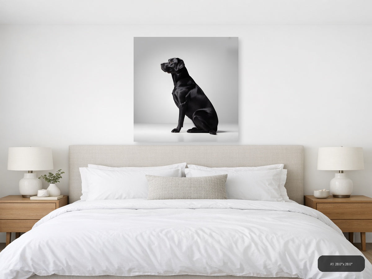 Black Labrador Minimalist Portrait Wall Art — A1 / Bedroom