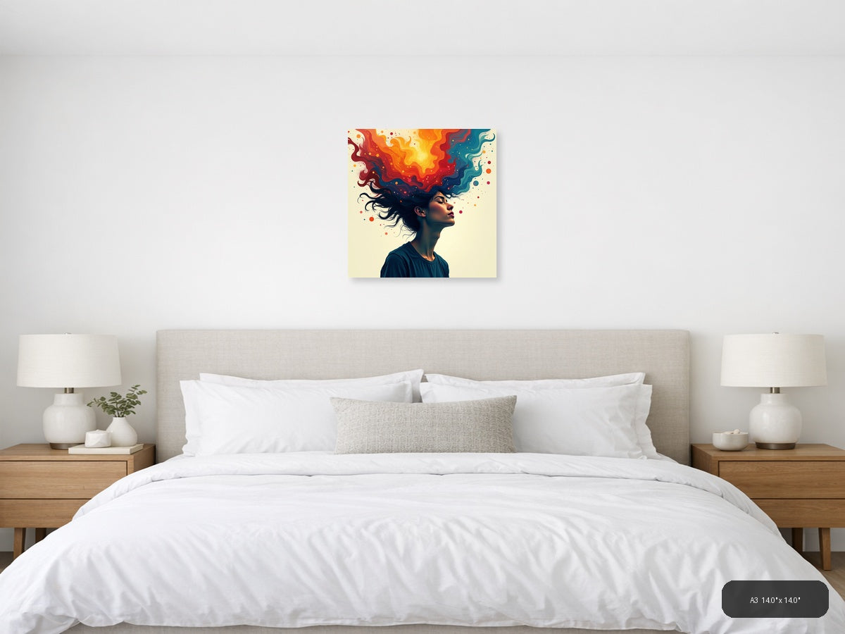 Colorful Mind Abstract Portrait Wall Art — A3 / Bedroom