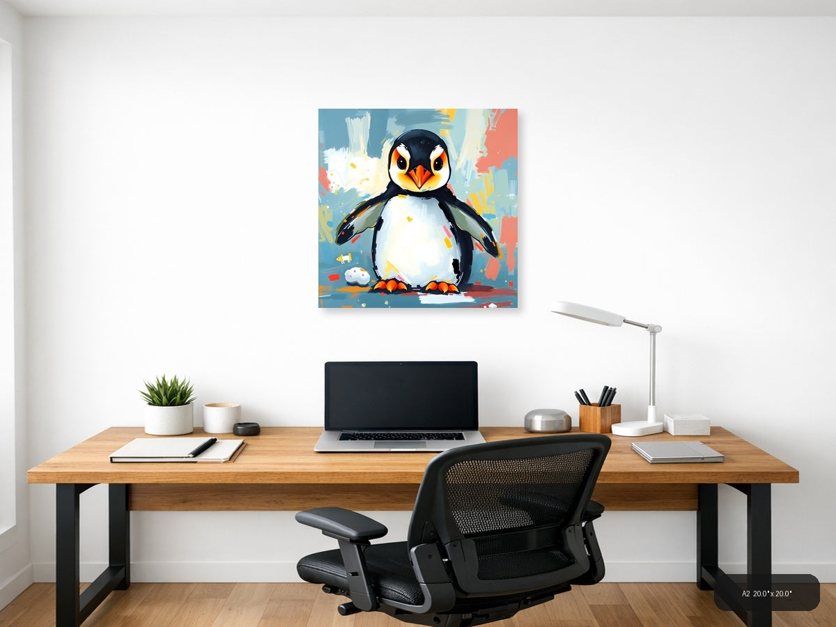 Colorful Abstract Penguin Modern Wall Art — A2 / Office